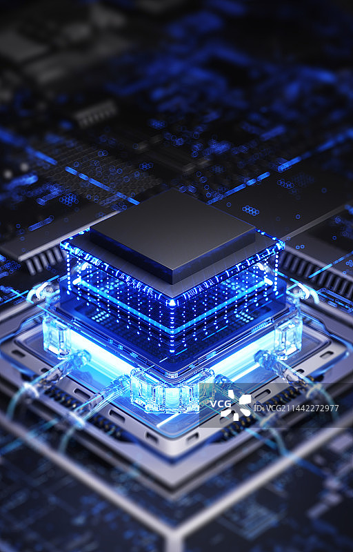 3D抽象现代科技芯片空间场景图片素材