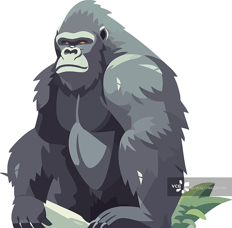 坐在自然中的可爱大猩猩肖像图片素材