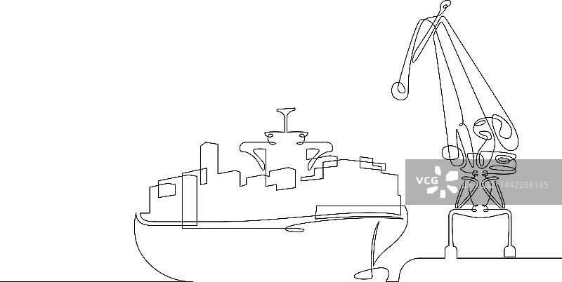 连续线条货运海港码头图片素材