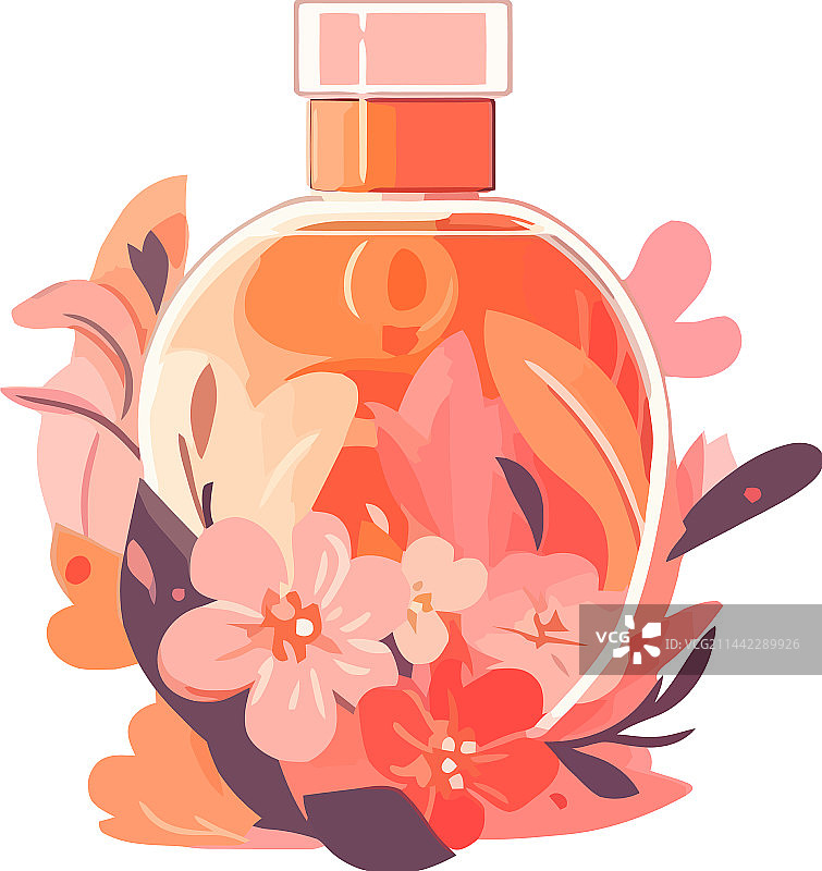 粉色液体瓶中的香薰花瓣图片素材