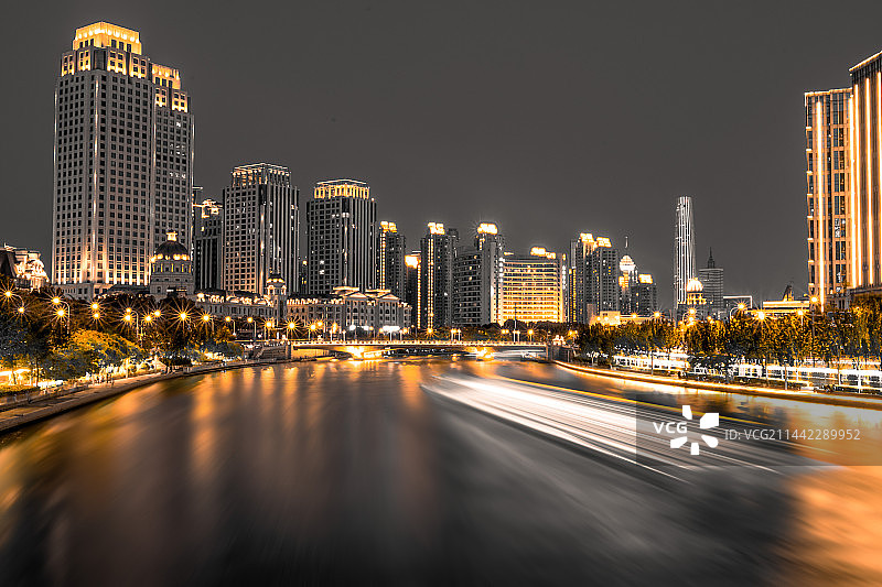 海河夜景图片素材