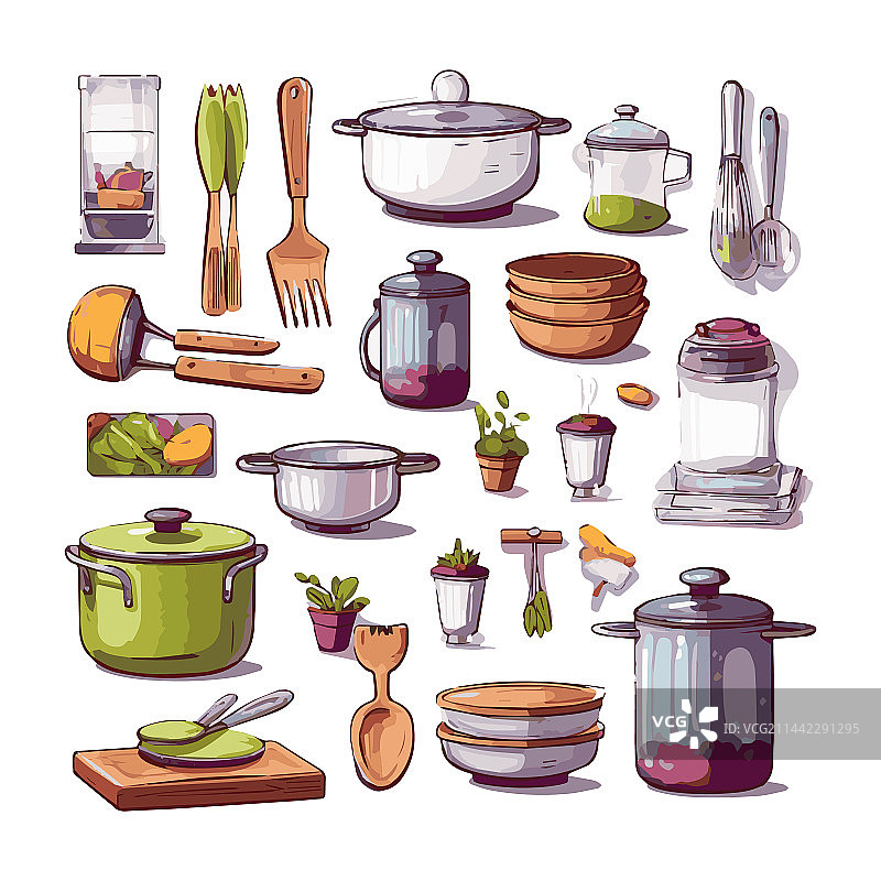 扁平设计厨房用具图形元素图片素材