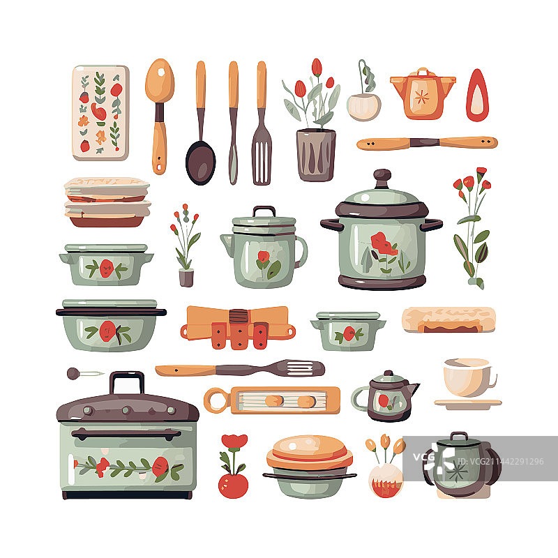 扁平设计厨房用具图形元素图片素材