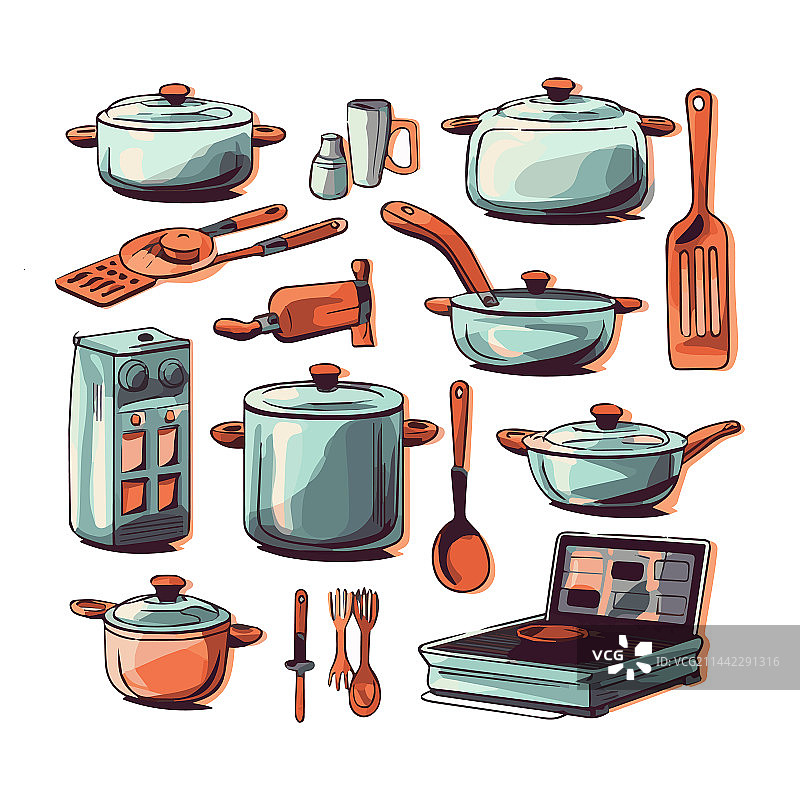 扁平设计厨房用具图形元素图片素材