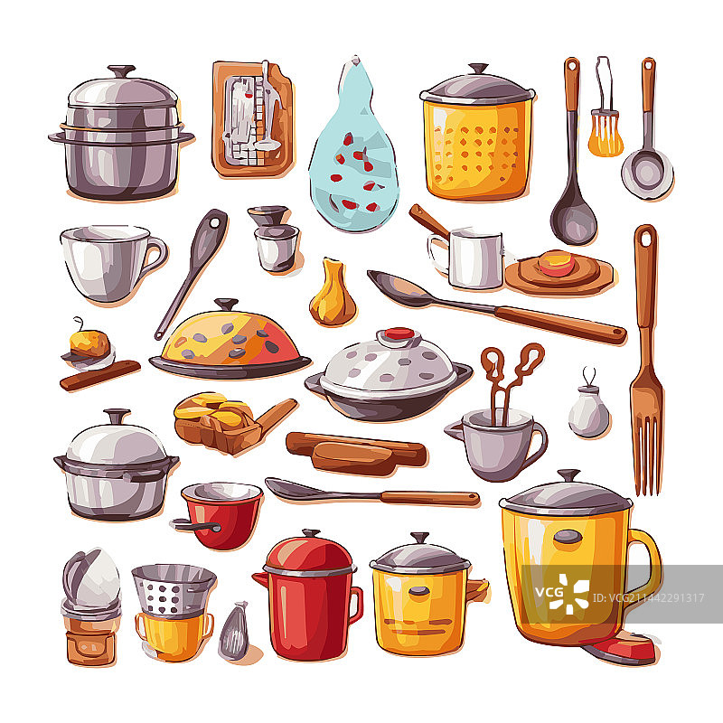 扁平设计厨房用具图形元素图片素材