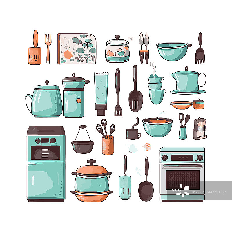 扁平设计厨房用具图形元素图片素材