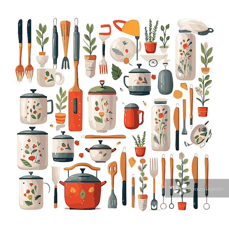 扁平设计厨房用具图形元素图片素材