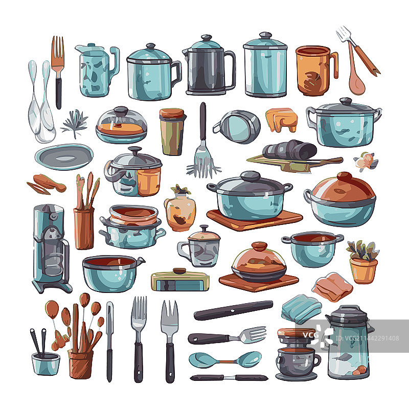 扁平设计厨房用具图形元素图片素材