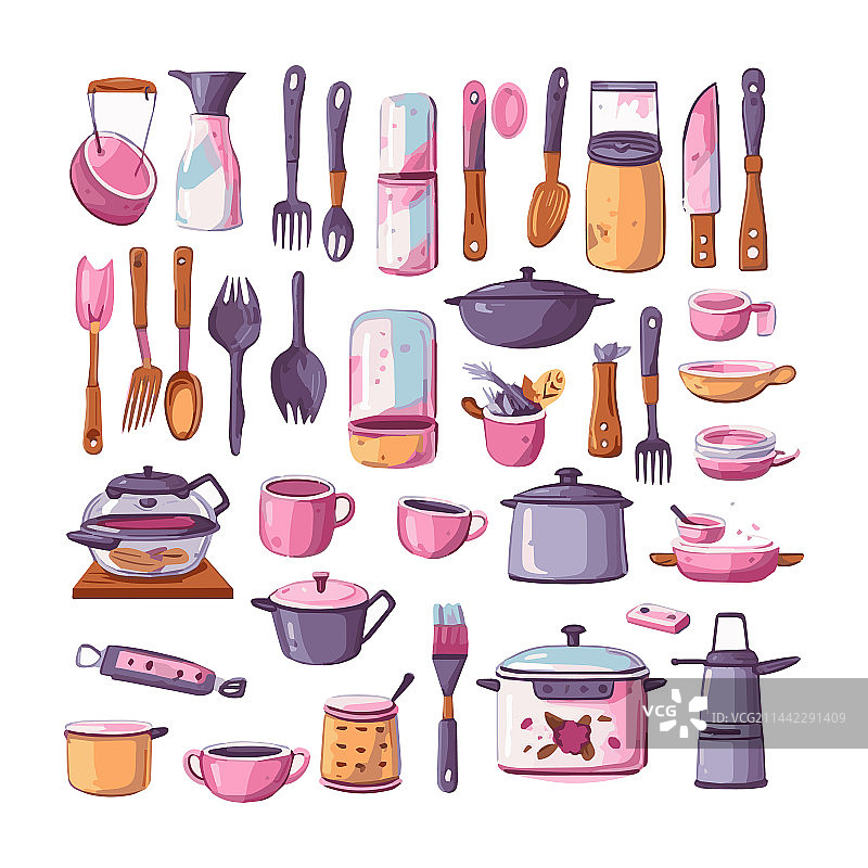 扁平设计厨房用具图形元素图片素材