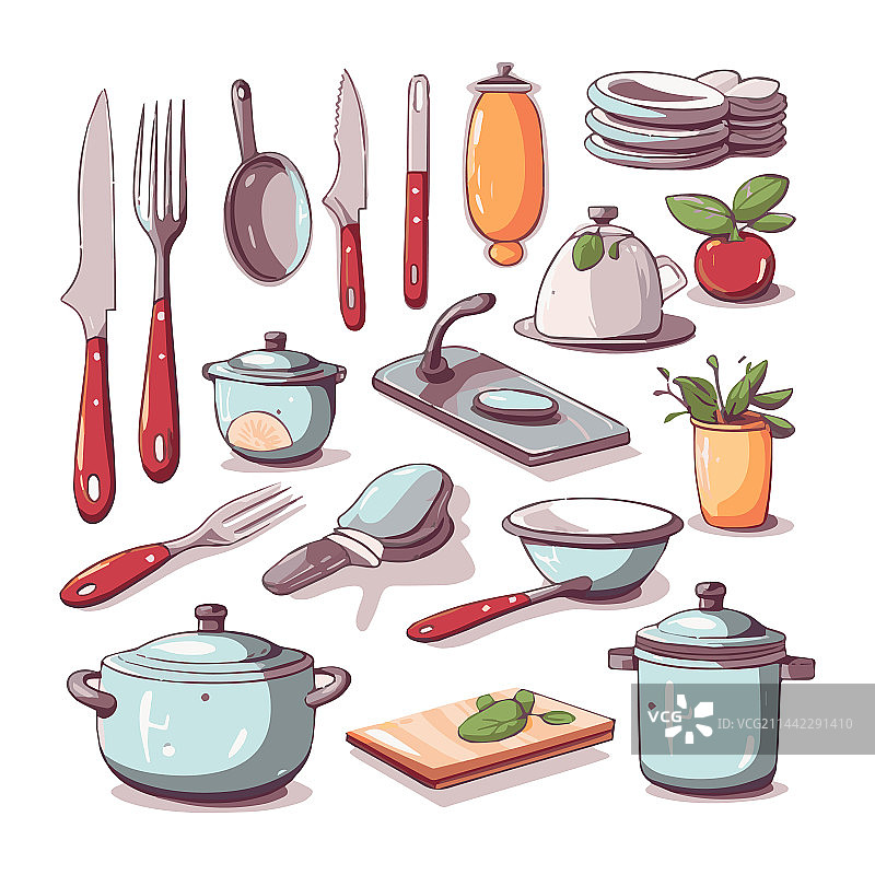 扁平设计厨房用具图形元素图片素材