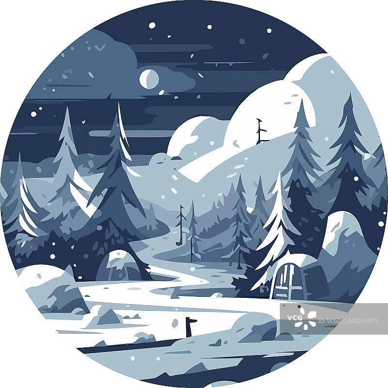 冬季雪山树林景观图片素材