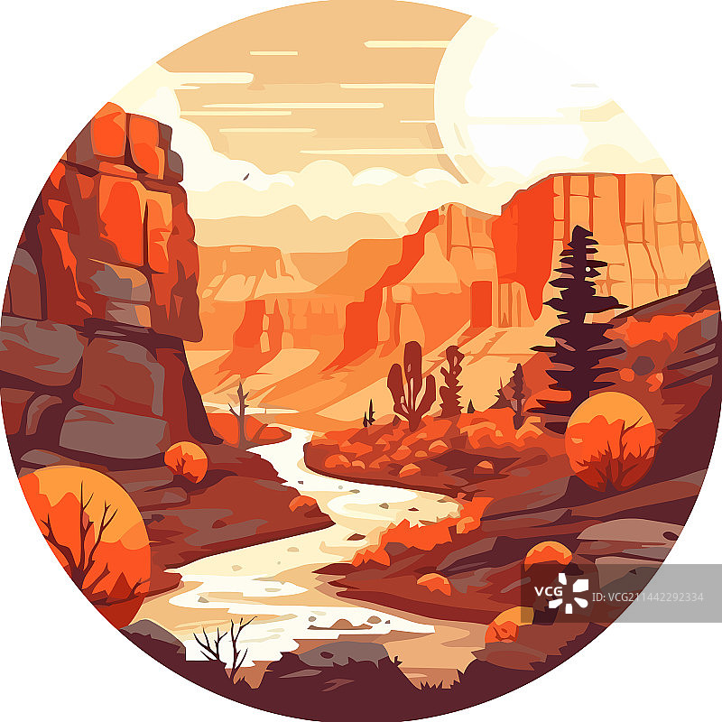 自然风光：山谷、水和树木图片素材