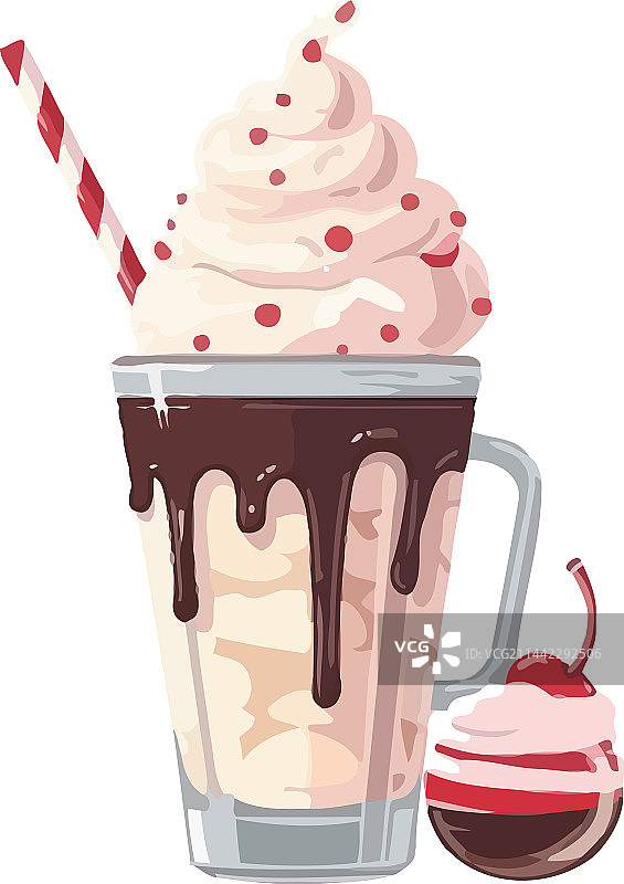 鲜奶油和巧克力装饰的甜点图片素材