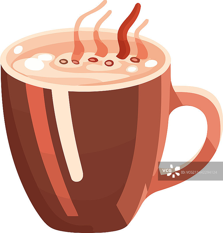 盛着美味卡布奇诺的可爱卡通马克杯图片素材