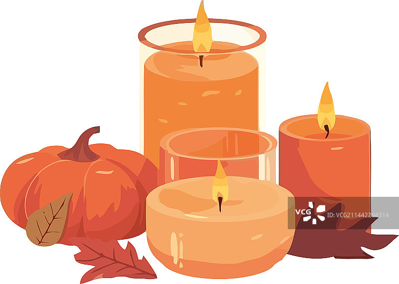 秋季火焰与南瓜图片素材