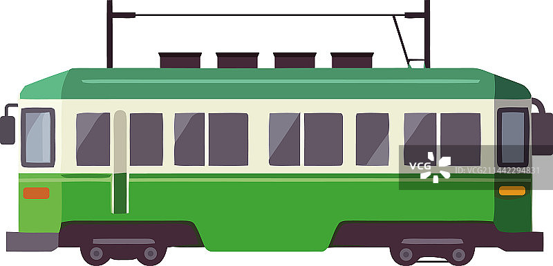 绿色有轨电车交通工具图片素材
