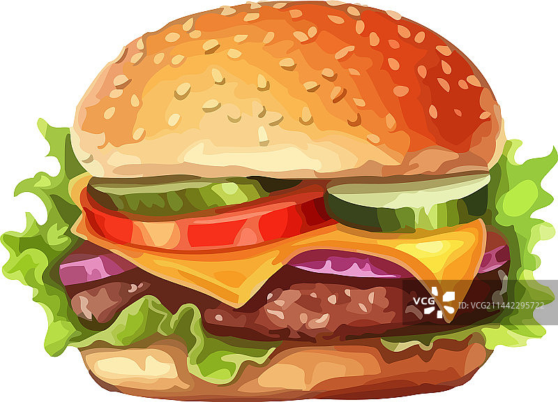 新鲜烤芝士汉堡套餐图片素材