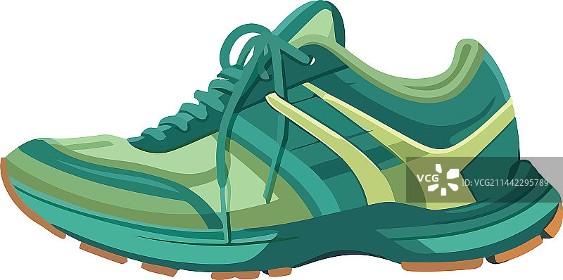 带鞋带的绿色运动鞋图片素材