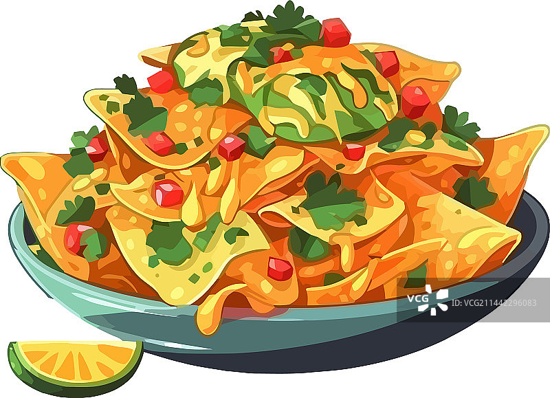 美味的玉米片配上新鲜的香菜图片素材