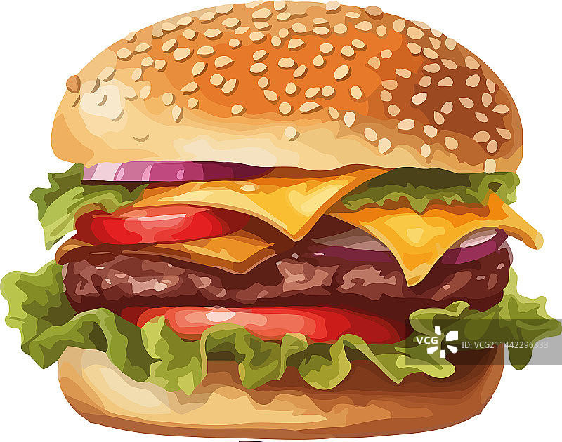 烤牛肉汉堡配切达干酪和番茄图片素材