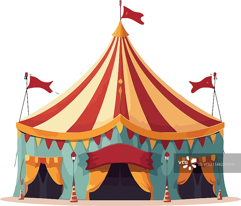 条纹马戏团帐篷背景下的趣味庆祝活动图片素材