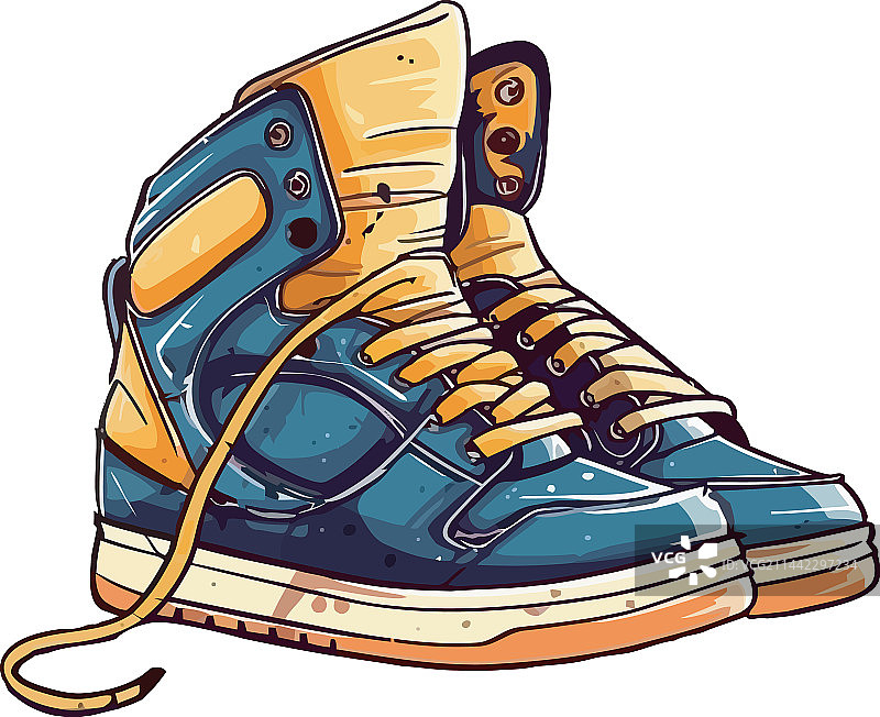 一双鞋带脏污的男士运动鞋图片素材