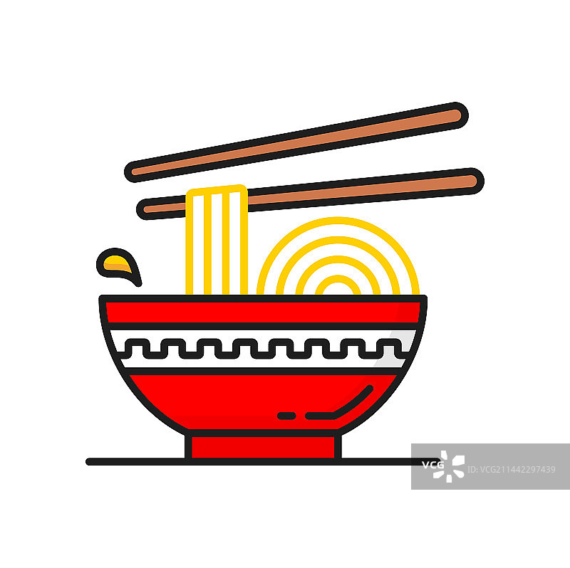 带筷子的面条碗快餐图标图片素材