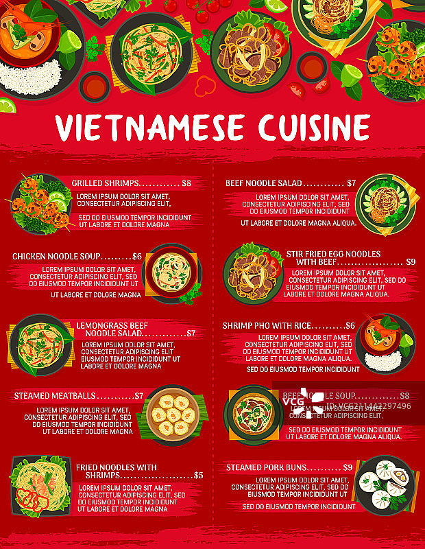越南美食菜单模板图片素材