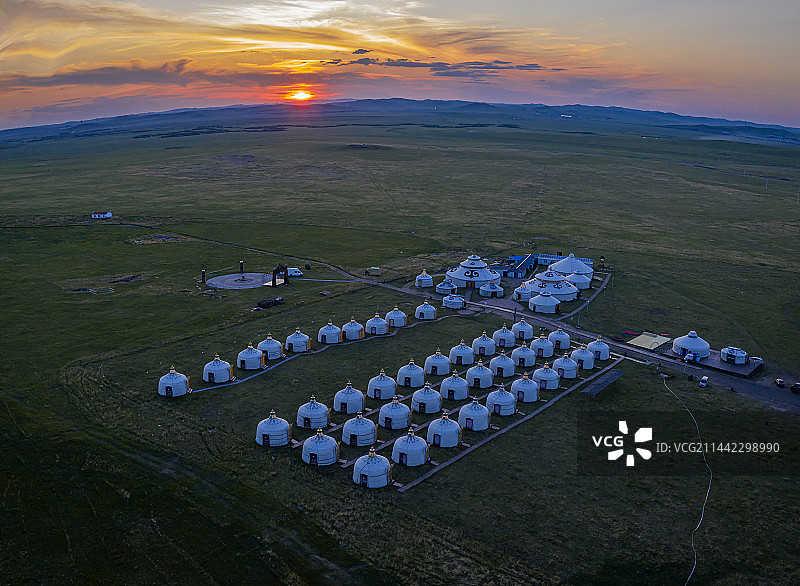 内蒙锡林郭勒盟锡林浩特市东乌珠穆沁旗乌拉盖草原日落图片素材