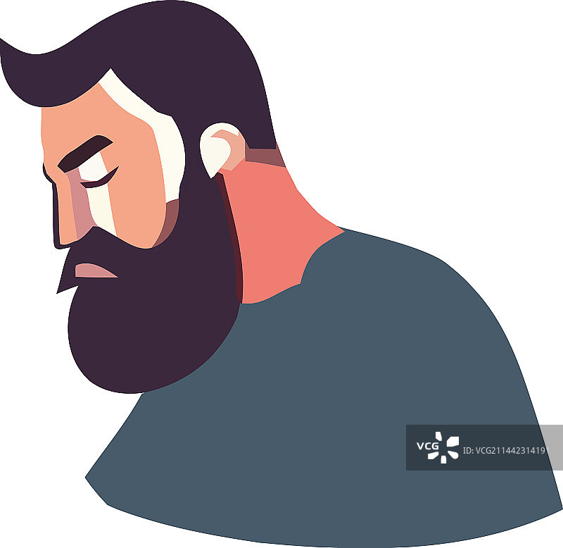 络腮胡男人侧面风格图片素材