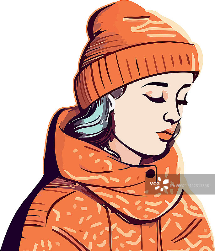 戴针织冬帽的微笑女孩图片素材