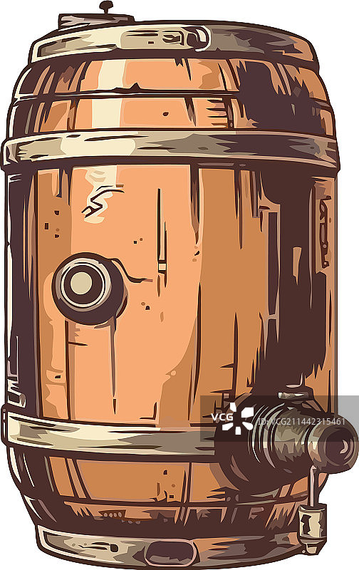 老式木桶上的精酿啤酒厂图标图片素材