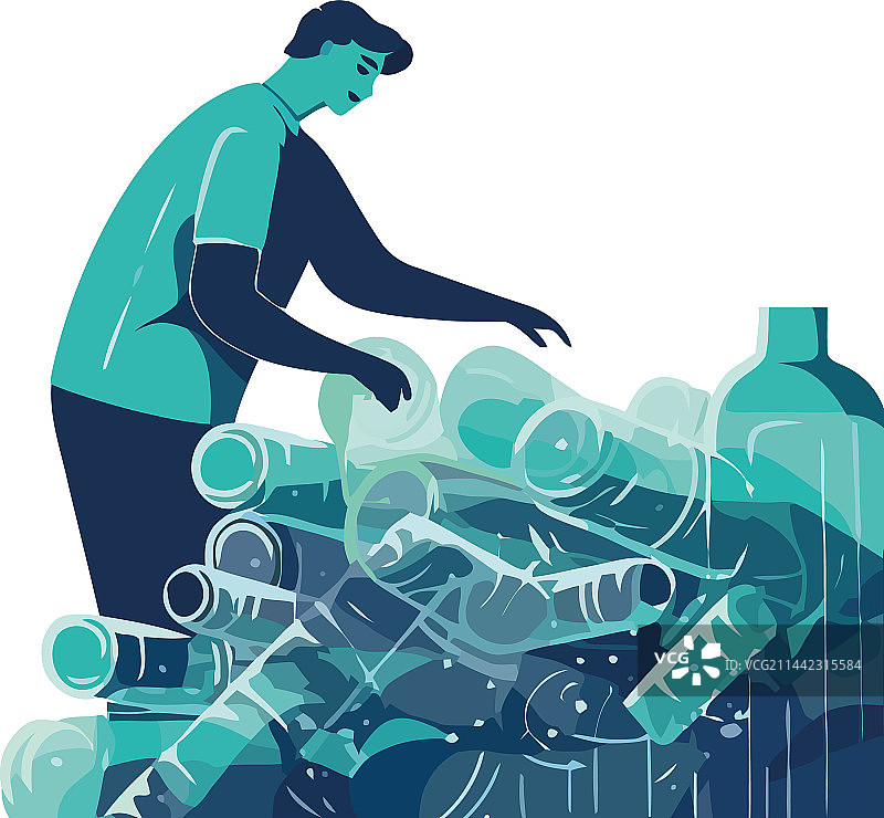 手拿回收瓶的男人图片素材