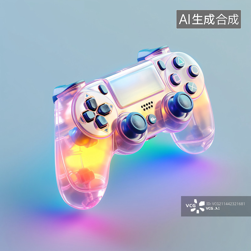 【AI数字艺术】C4D透明风格游戏手柄3d渲染元素图片素材