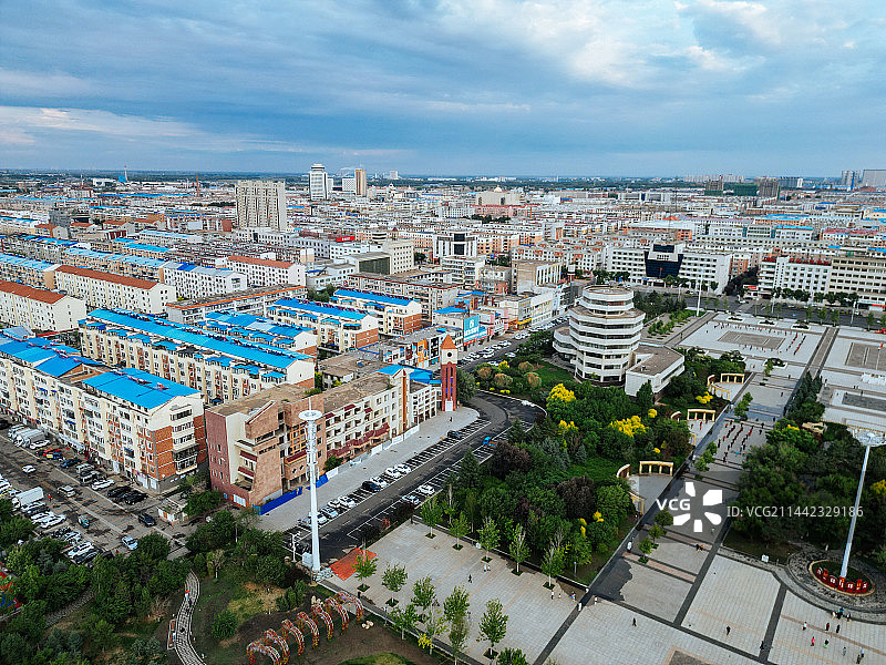 白城市 白城站 海明路 民生中学 市民广场 白城文化中心 航拍图片素材