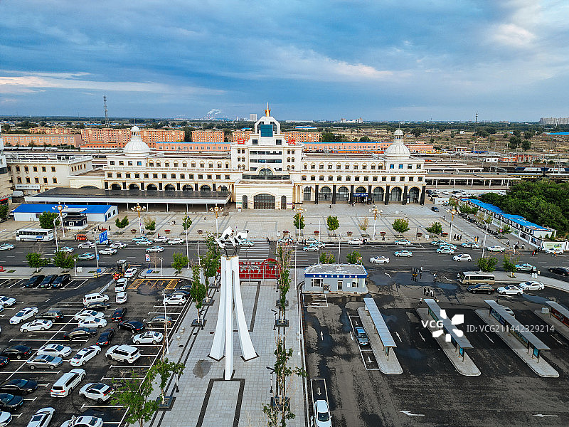 白城市 白城站 海明路 民生中学 市民广场 白城文化中心 航拍图片素材