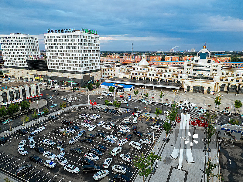 白城市 白城站 海明路 民生中学 市民广场 白城文化中心 航拍图片素材