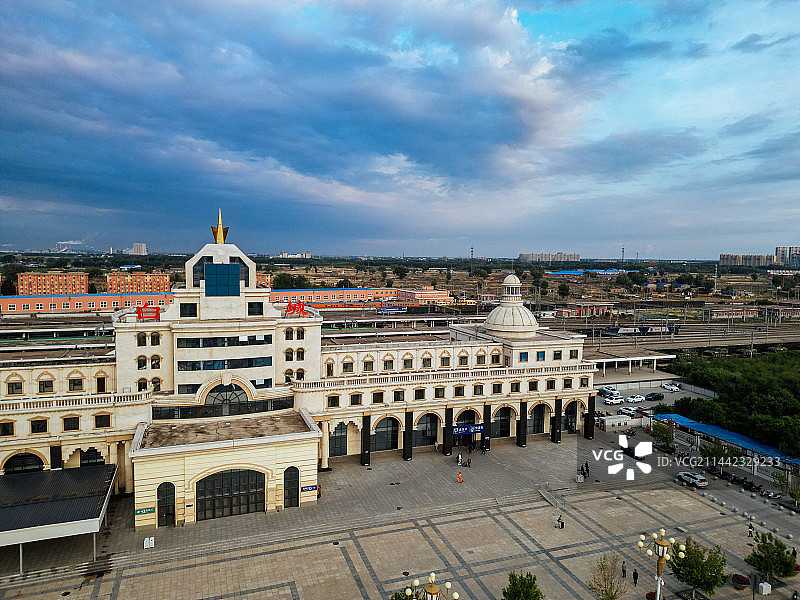 白城市 白城站 海明路 民生中学 市民广场 白城文化中心 航拍图片素材
