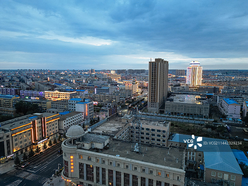 白城市 白城站 海明路 民生中学 市民广场 白城文化中心 航拍图片素材