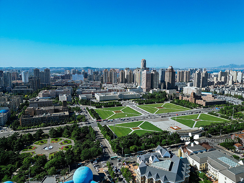 大连 人民广场 劳动公园 凯旋广场 希望大厦 地标 航拍图片素材