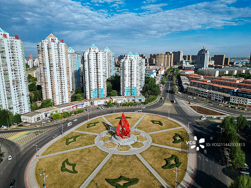 大庆市 铁人广场 万达广场 远望环岛 目标 航拍图片素材