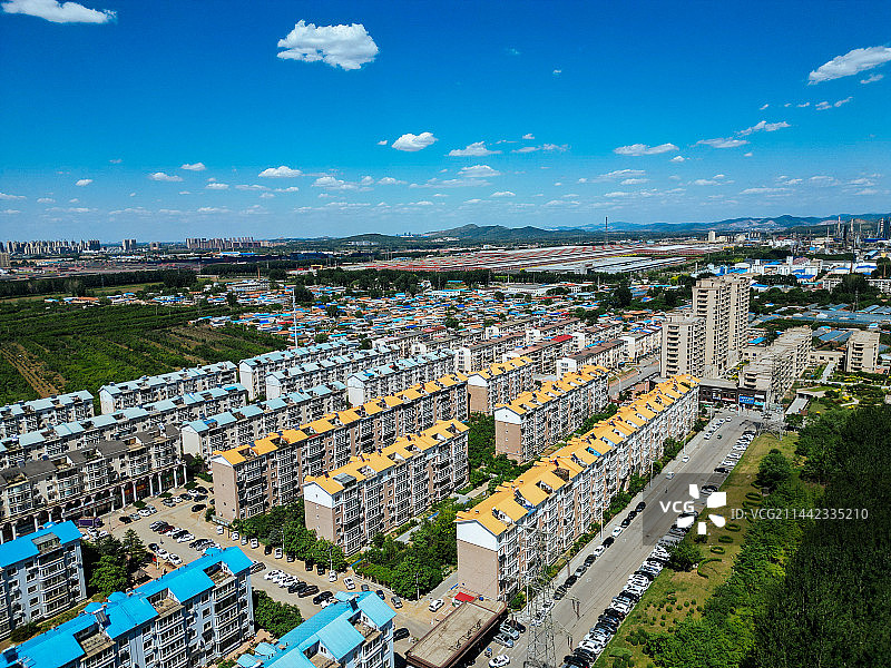 辽阳市 宏伟区 宏伟广场 半山居 荟萃湖 天井公园 航拍图片素材