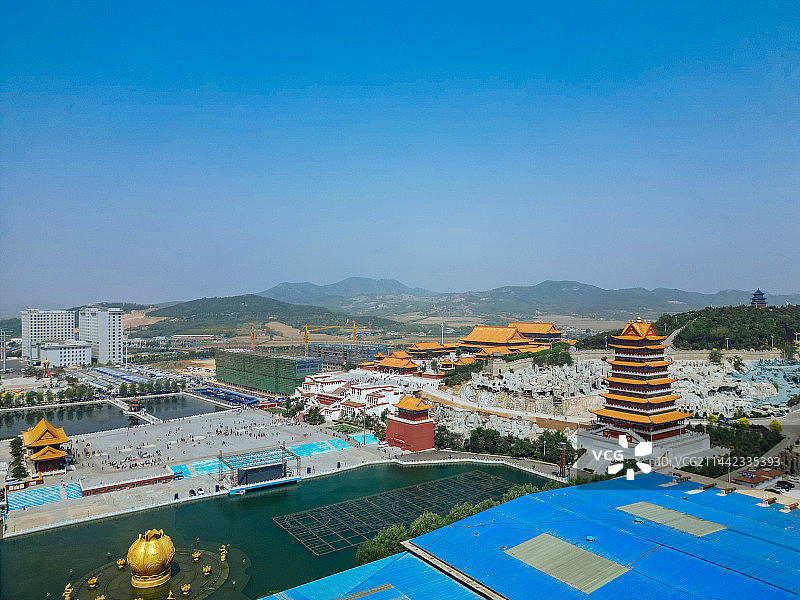 凌海市 九华山公园 地标 花园新村 航拍 大凌河 体育场图片素材