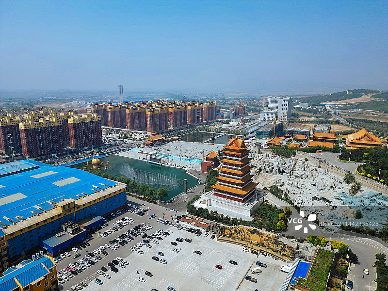 凌海市 九华山公园 地标 花园新村 航拍 大凌河 体育场图片素材