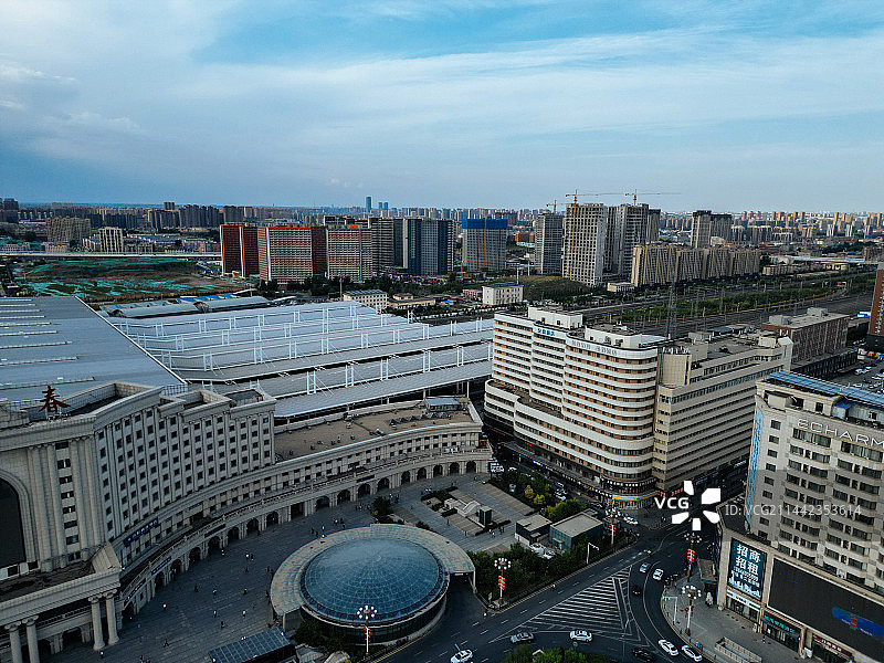 长春市 长春站 西广场 宽城区  丽晶饭店 春谊宾馆 地标 航拍图片素材