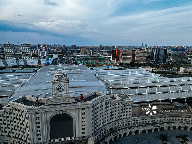 长春市 长春站 西广场 宽城区  丽晶饭店 春谊宾馆 地标 航拍图片素材