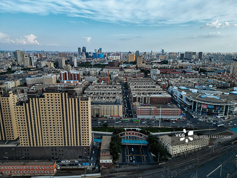 长春市 长春站 西广场 宽城区  丽晶饭店 春谊宾馆 地标 航拍图片素材