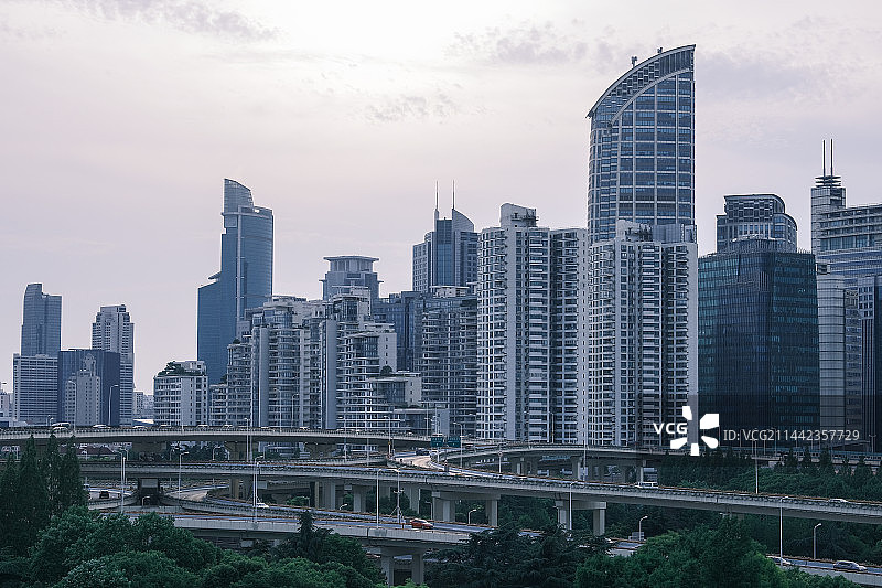 上海市区城市天际线风光图片素材