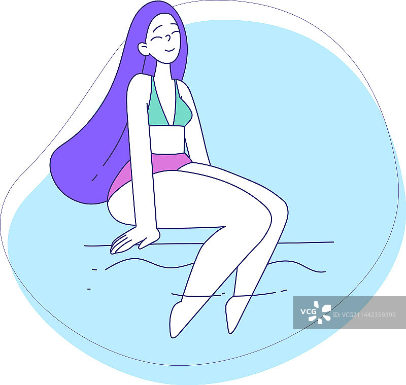 在海滩上晒日光浴的女人图片素材