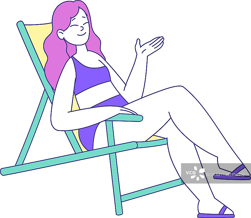 在沙滩上做日光浴的女人图片素材